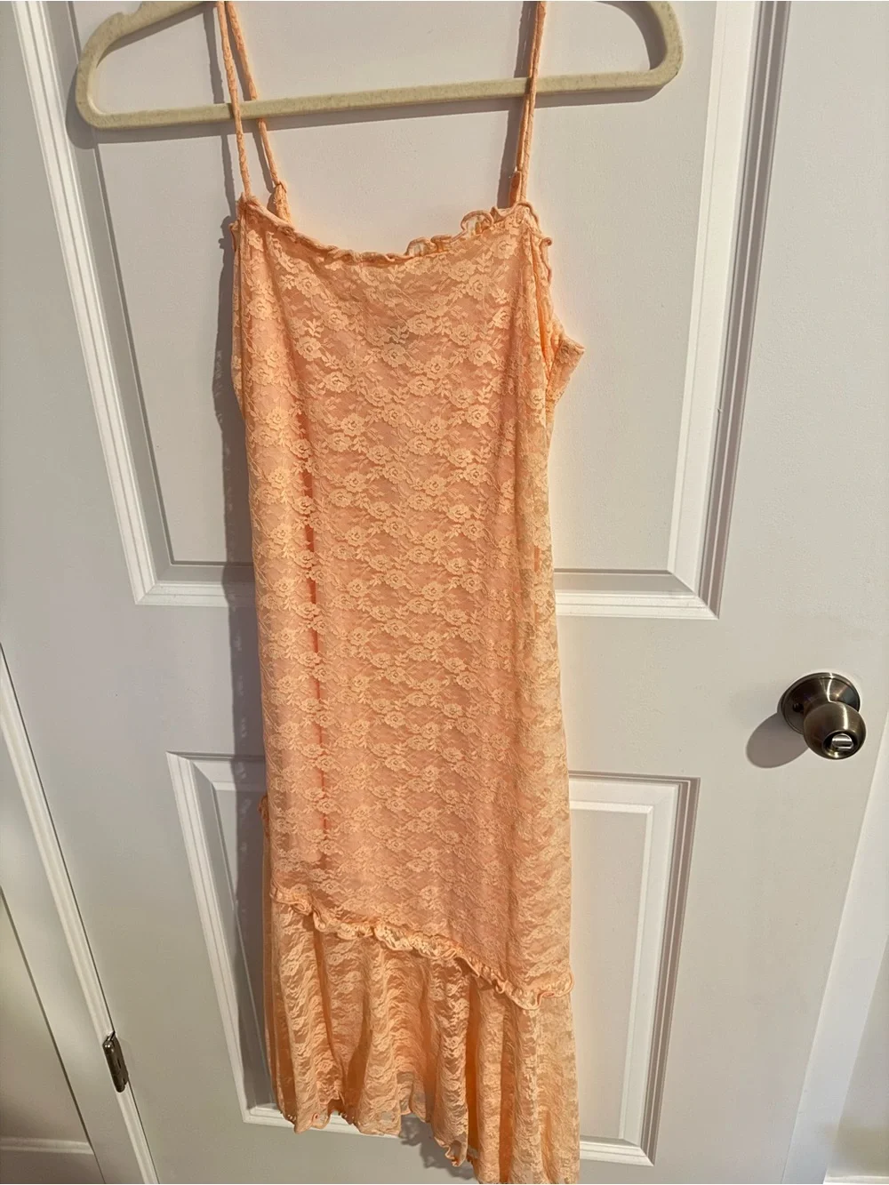 Fit & Flare Lace Peach Midi Dress Size S